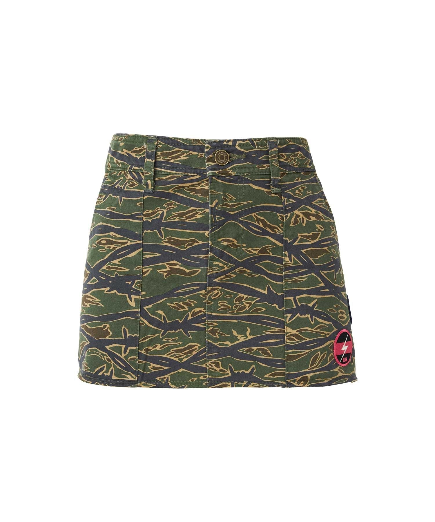 Noise Patch Military Low Rise Mini Skirt - Khaki type