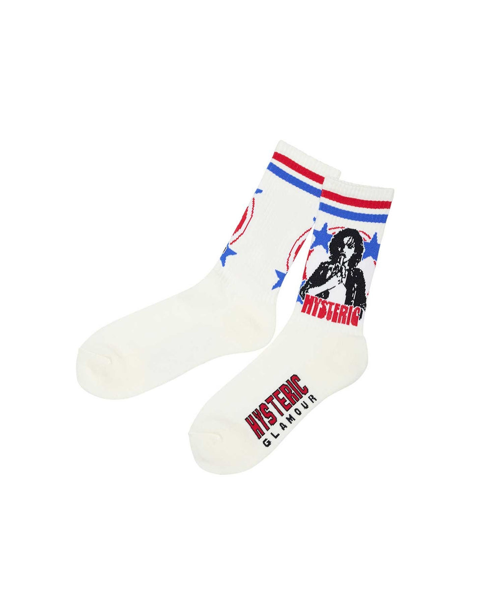 Woman Banana Sports Socks - White