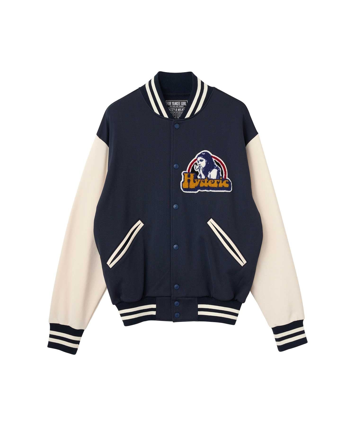 Smoking Girl Patch Varsity Jacket