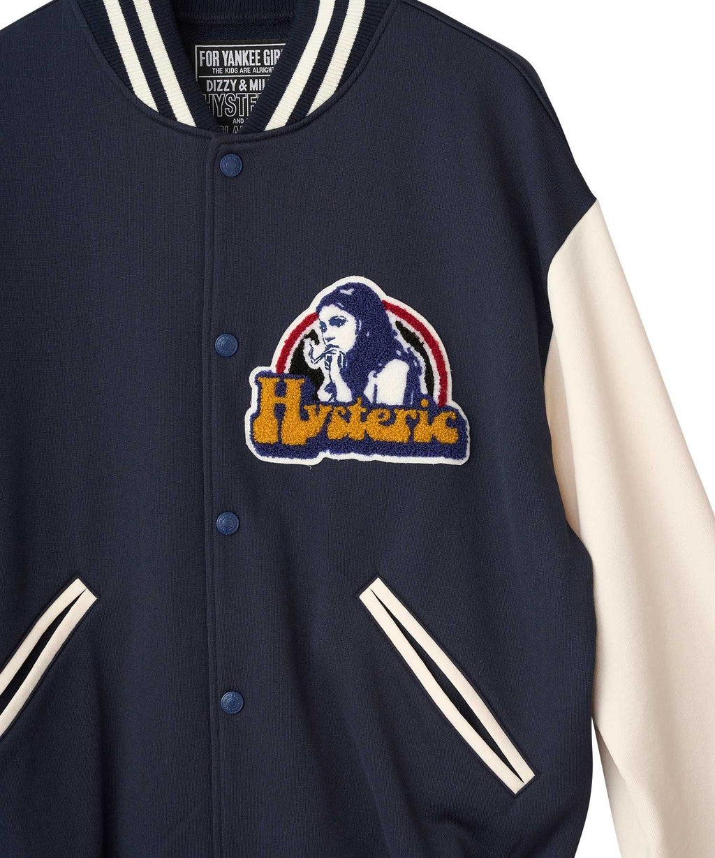 Smoking Girl Patch Varsity Jacket