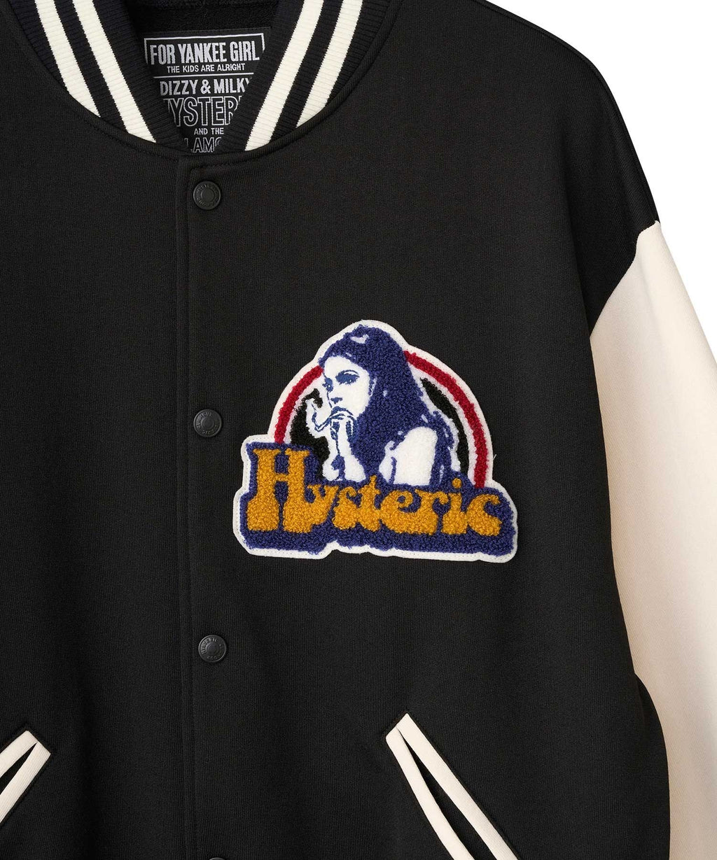 Smoking Girl Patch Varsity Jacket