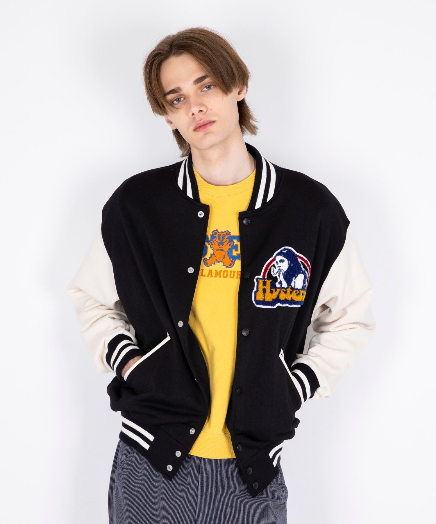 Smoking Girl Patch Varsity Jacket