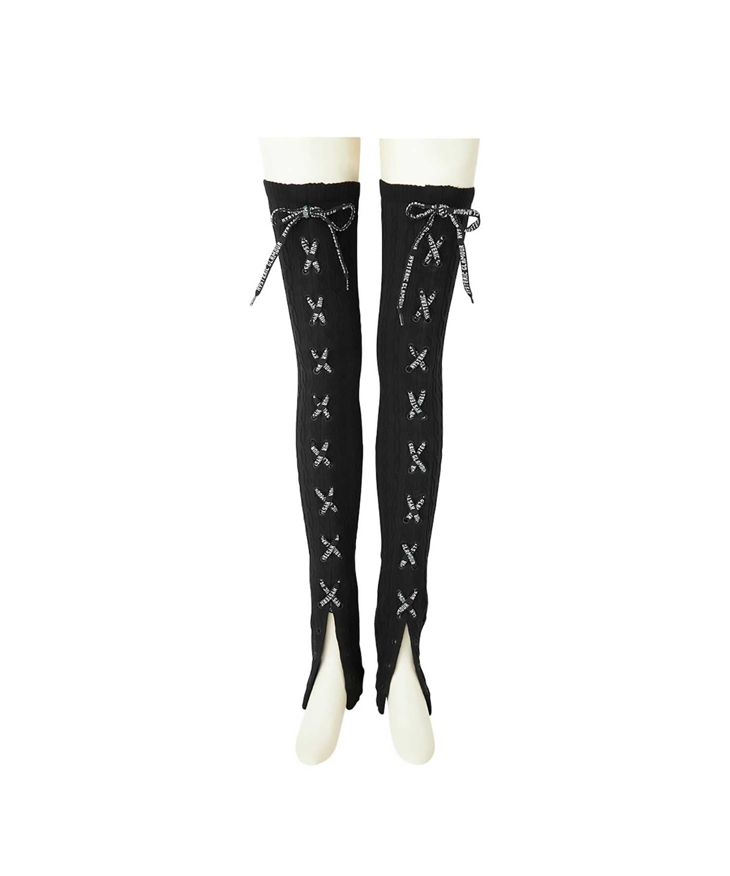 VOTED/HYSTERIC LOVE Embroidered Long Leg Warmers - Black