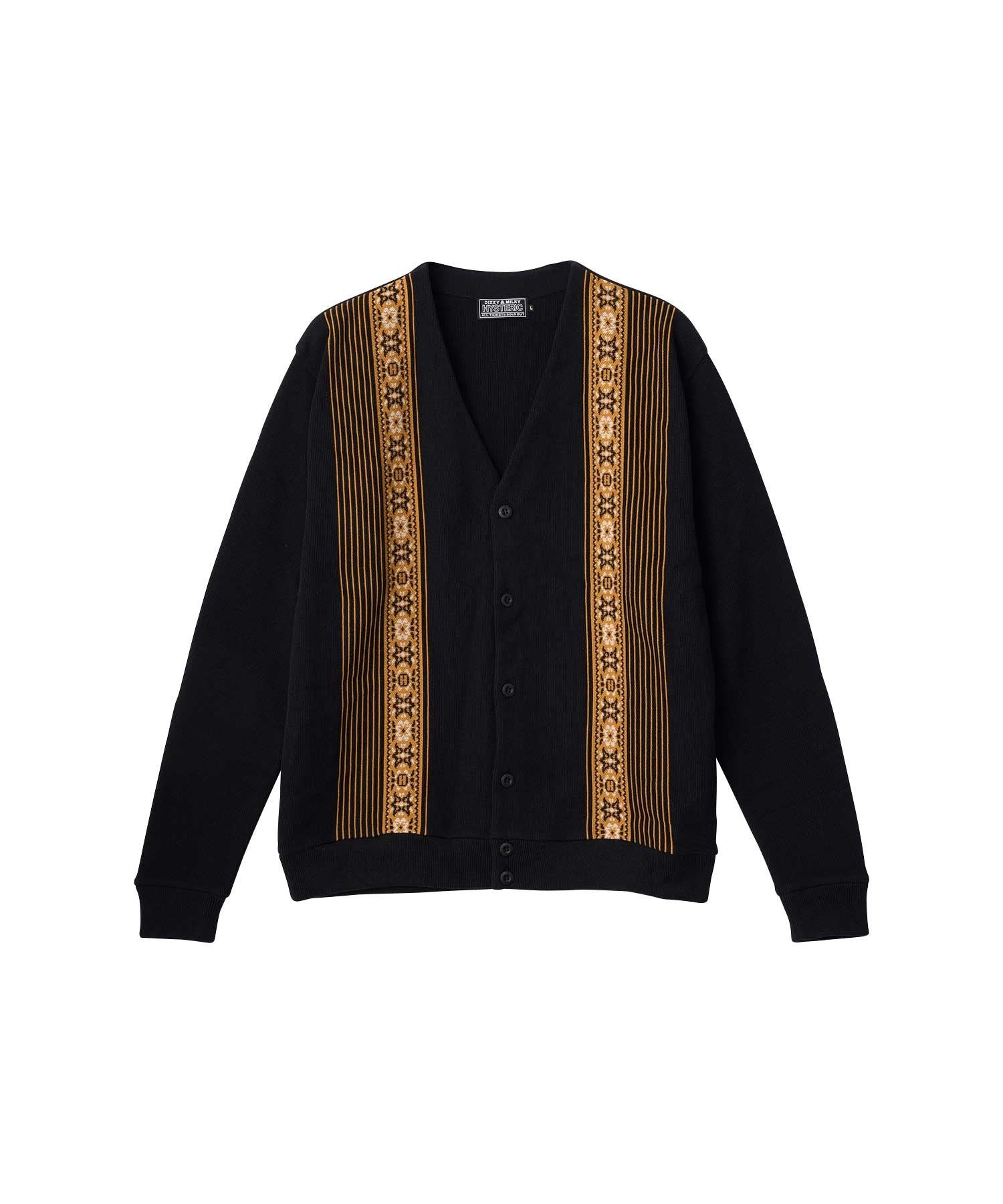 Stripe Jacquard Cardigan - Black
