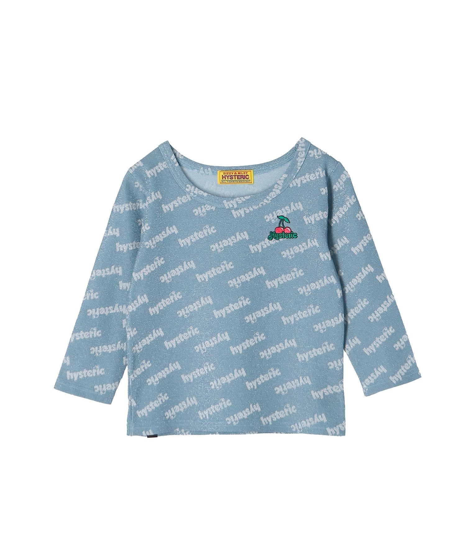 CHEERY Embroidered Three-Quarter Sleeve T-Shirt - Other shades of blue