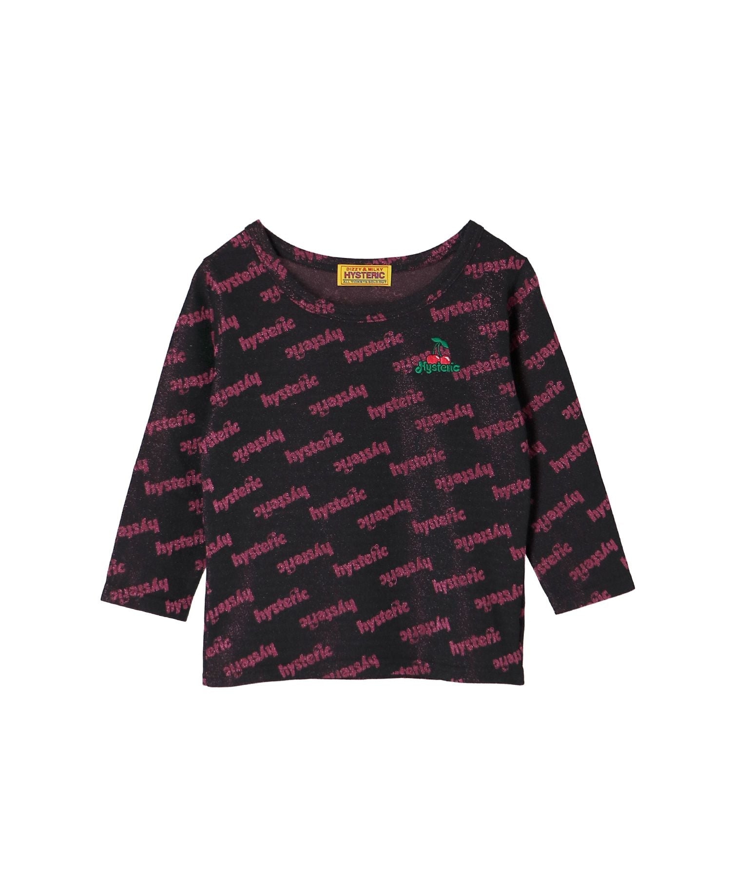 CHEERY Embroidered Three-Quarter Sleeve T-Shirt - Other shades of black