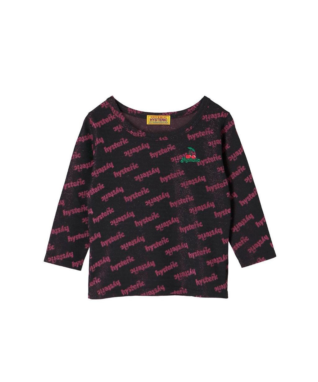 CHEERY Embroidered Three-Quarter Sleeve T-Shirt - Other shades of black