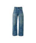 SKULL FOG Pattern Loose Straight Denim Pants - Other shades of blue
