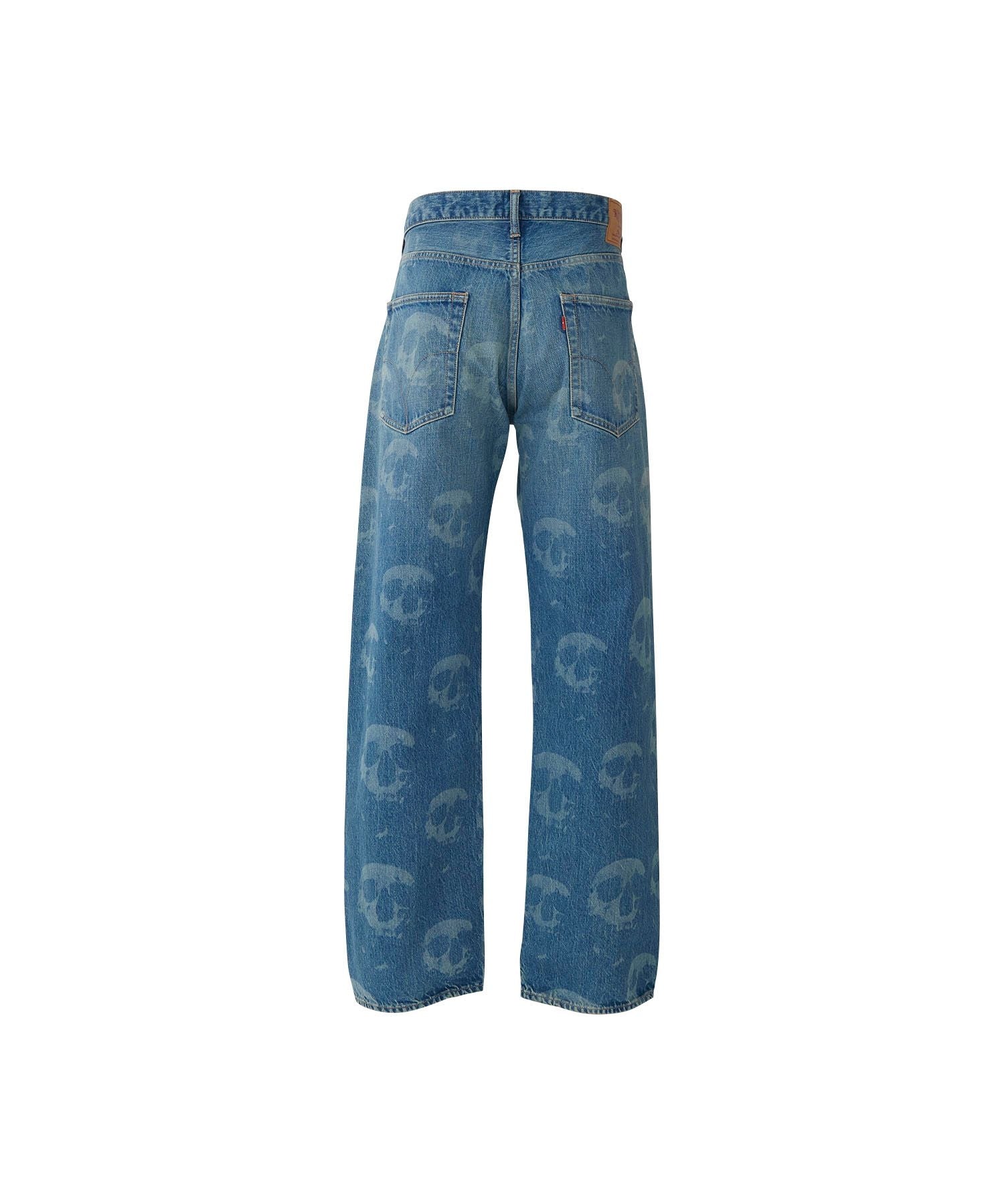 SKULL FOG Pattern Loose Straight Denim Pants