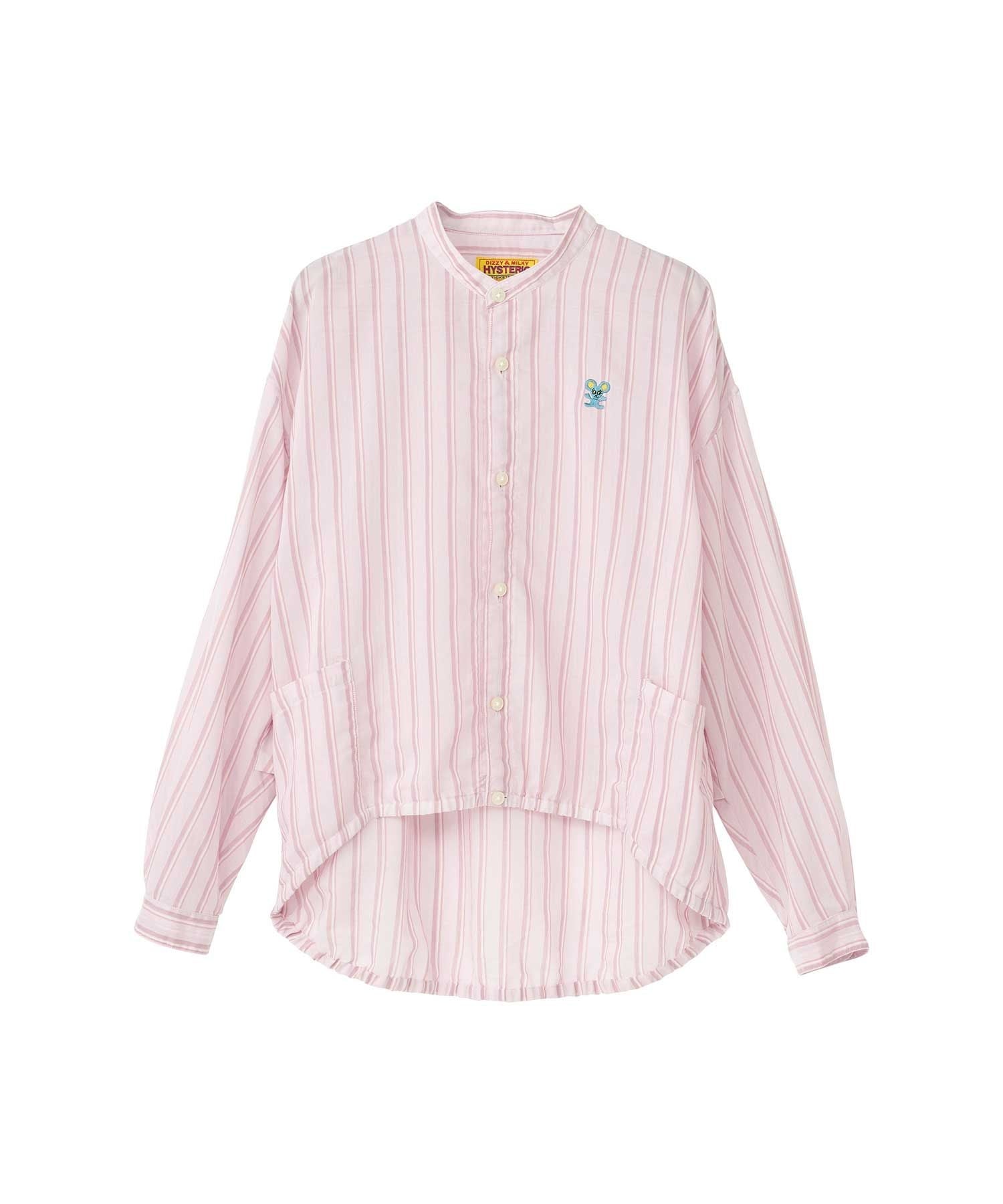 HYS Mouse Embroidered Stripe Shirt Jacket - Other pinks