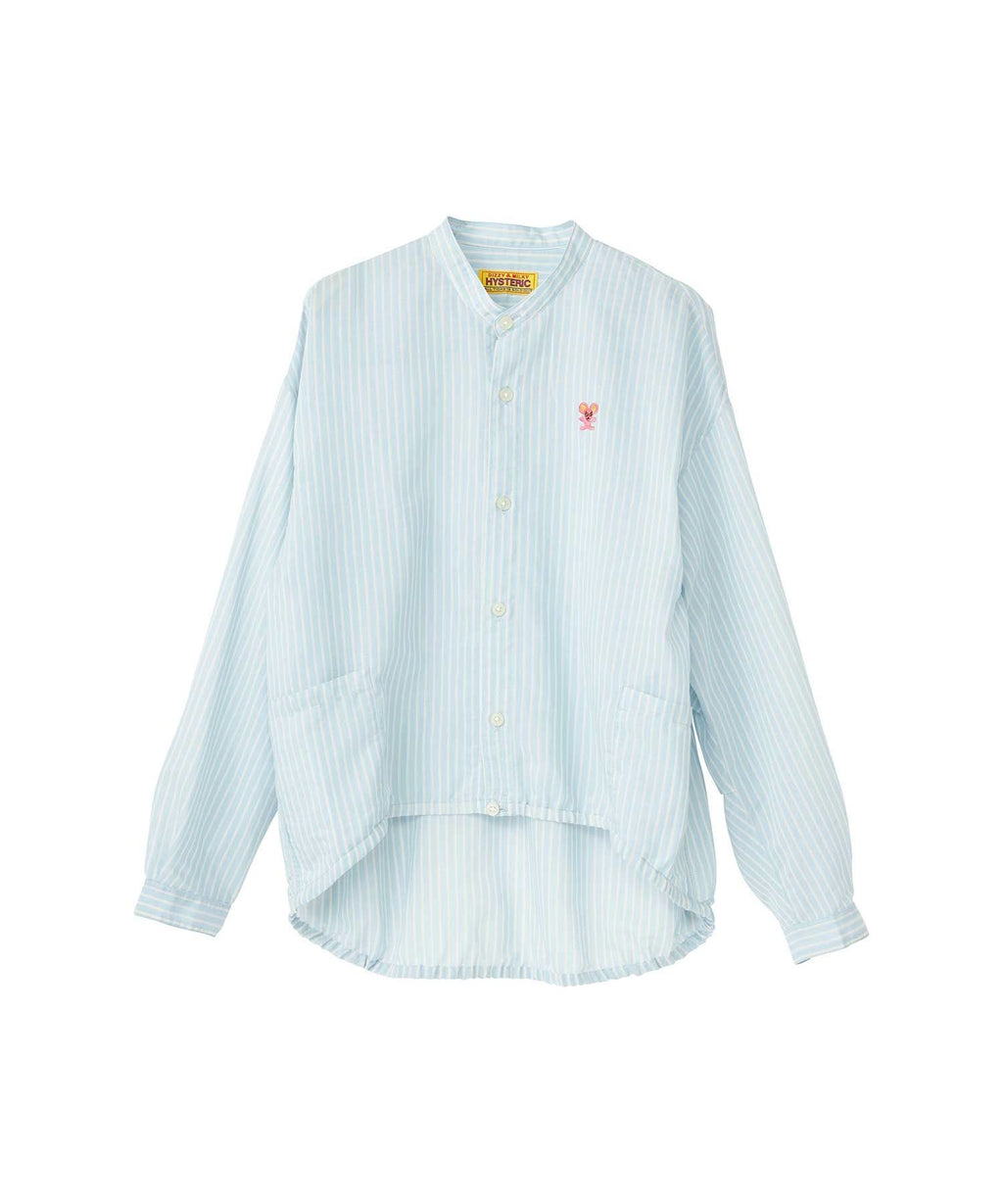 HYS Mouse Embroidered Stripe Shirt Jacket - Other blues
