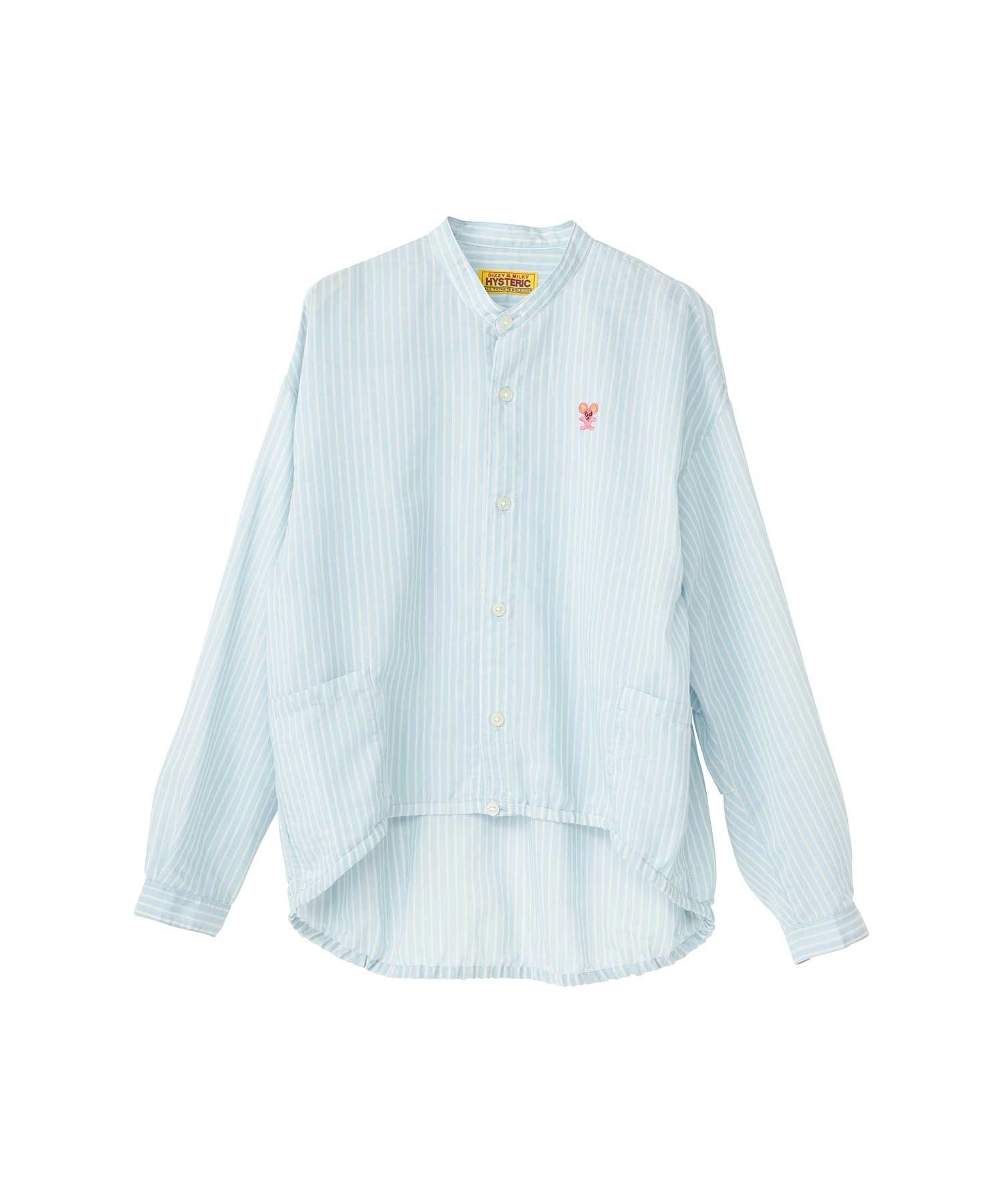 HYS Mouse Embroidered Stripe Shirt Jacket - Other blues