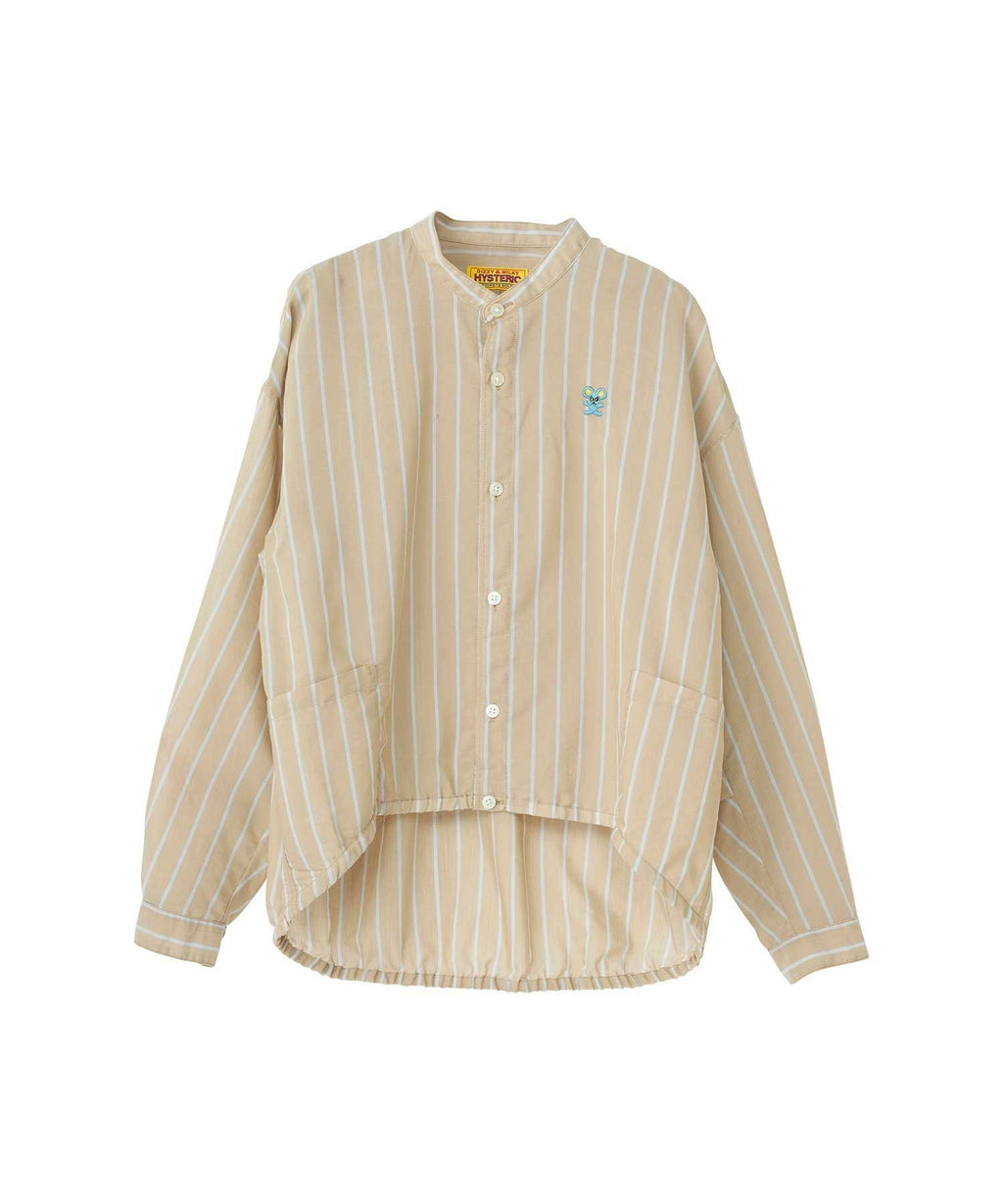 HYS Mouse Embroidered Stripe Shirt Jacket - Other browns