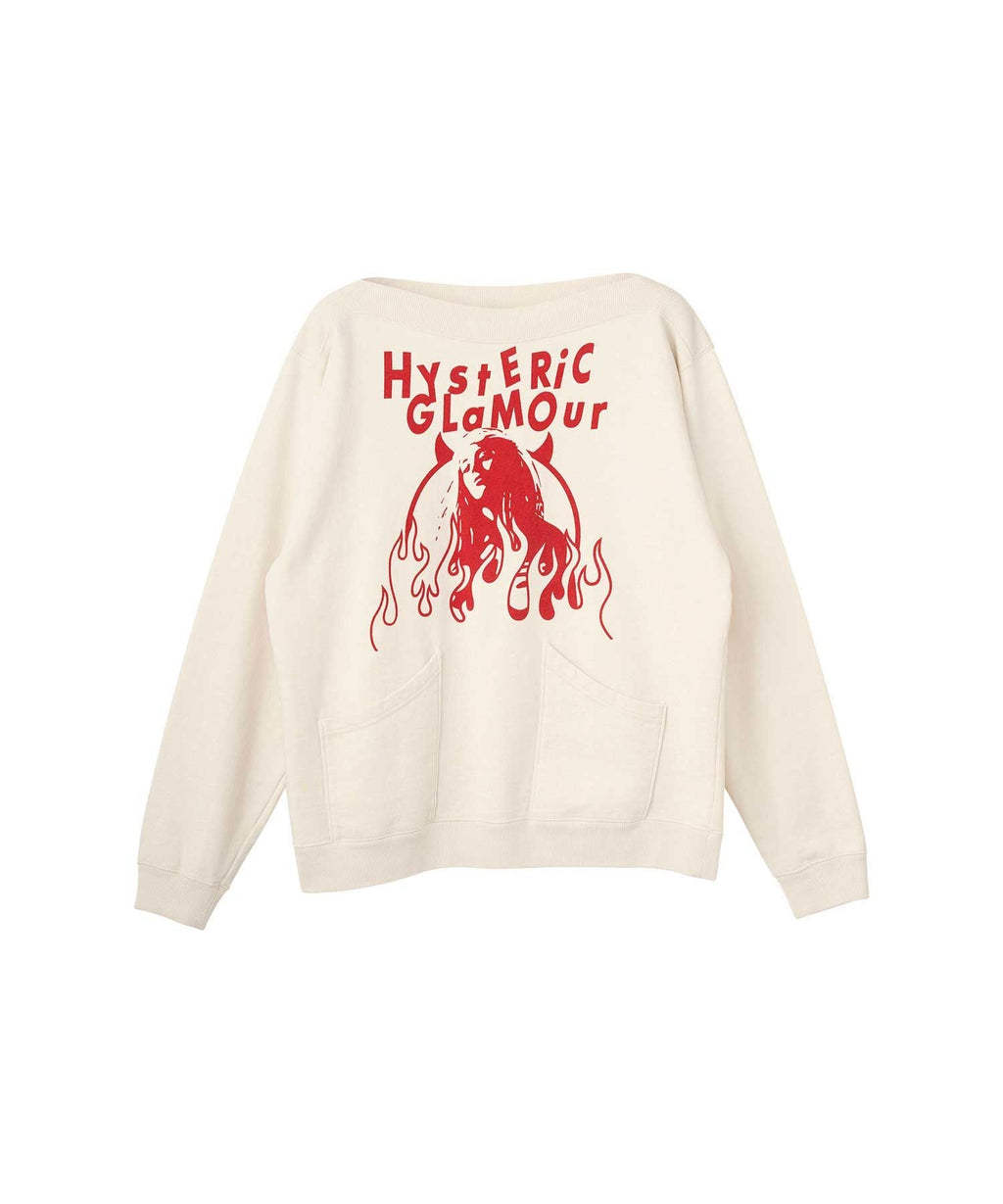 FIRE WOMAN Boat Neck Sweat - White