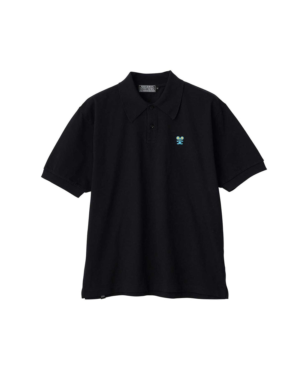 HYS Mouse Embroidery Polo Shirt - Black