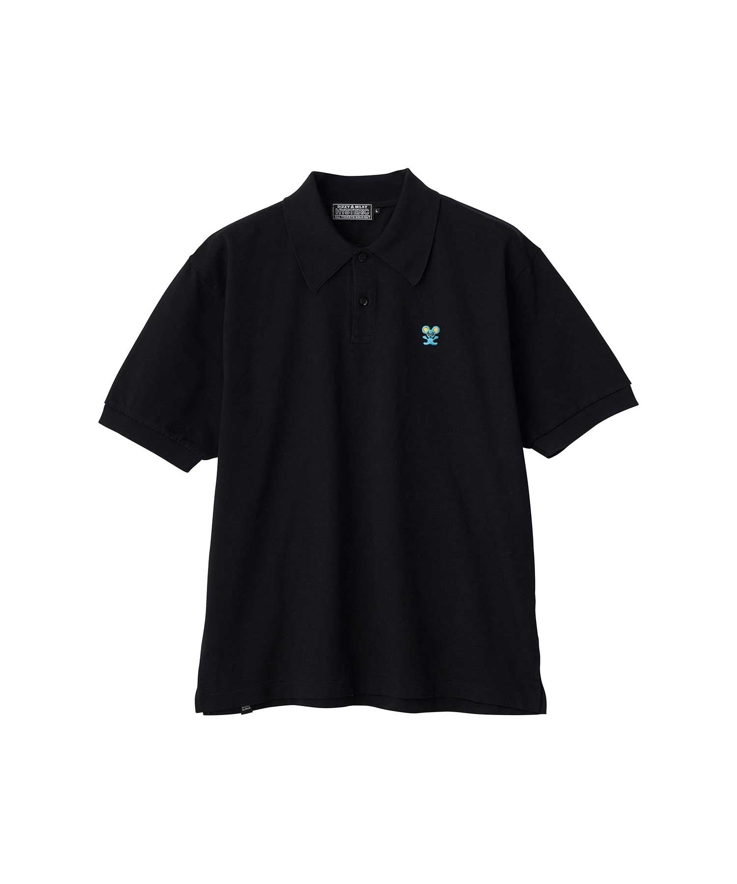HYS Mouse Embroidery Polo Shirt - Black