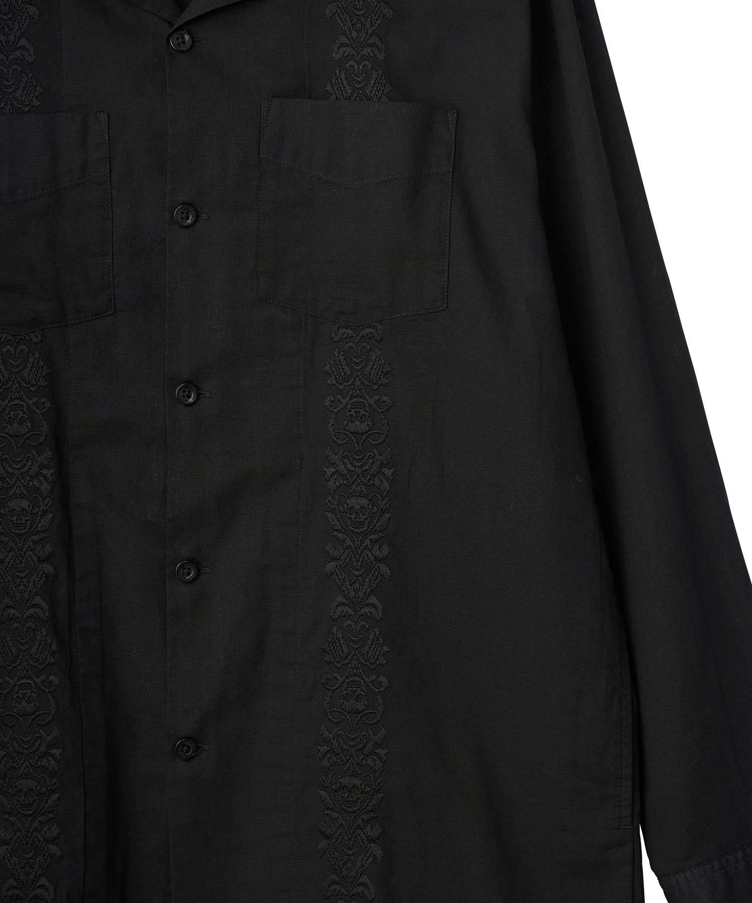 SKULL STRAP Embroidered Cuban Shirt