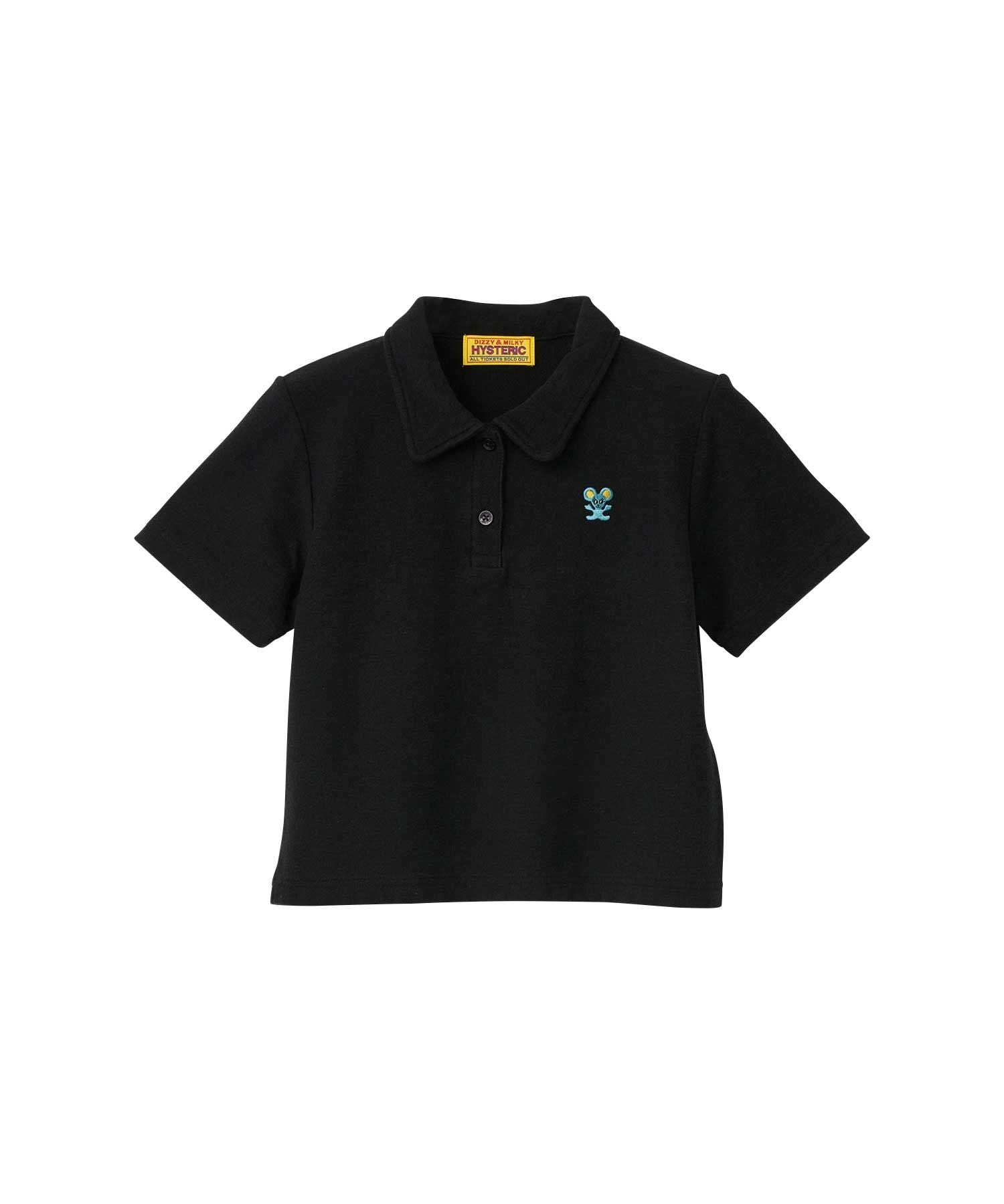 HYS Mouse Embroidery Polo Shirt - Black