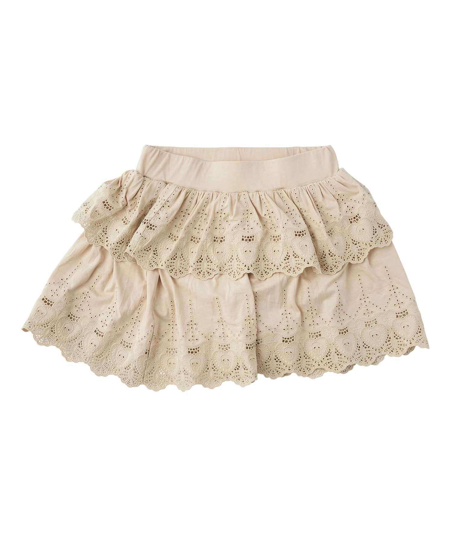 SKULL LACE Scalloped Embroidery Skirt