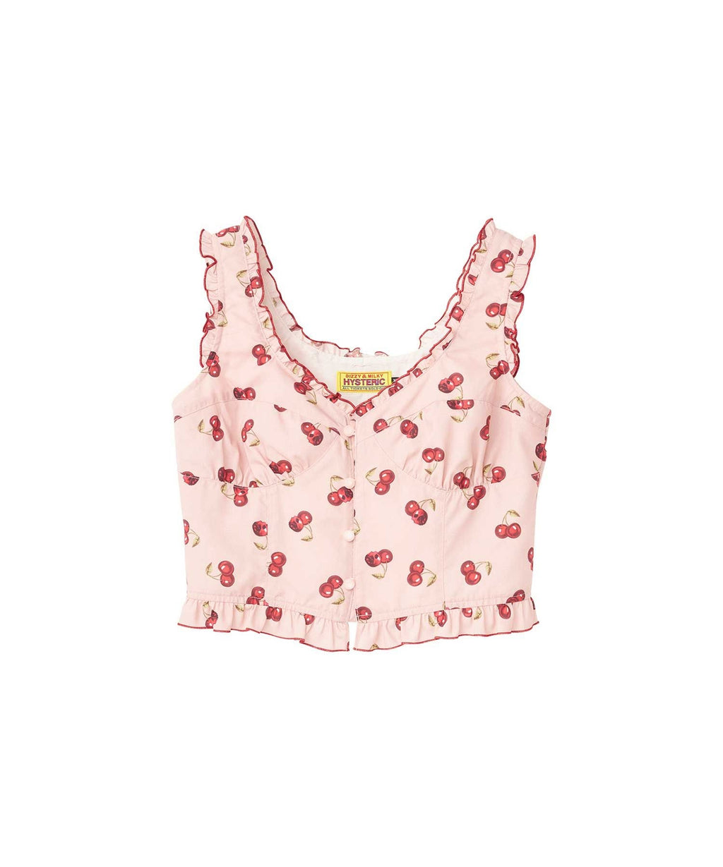 Skull Cherry Frill Bustier - Pink Other