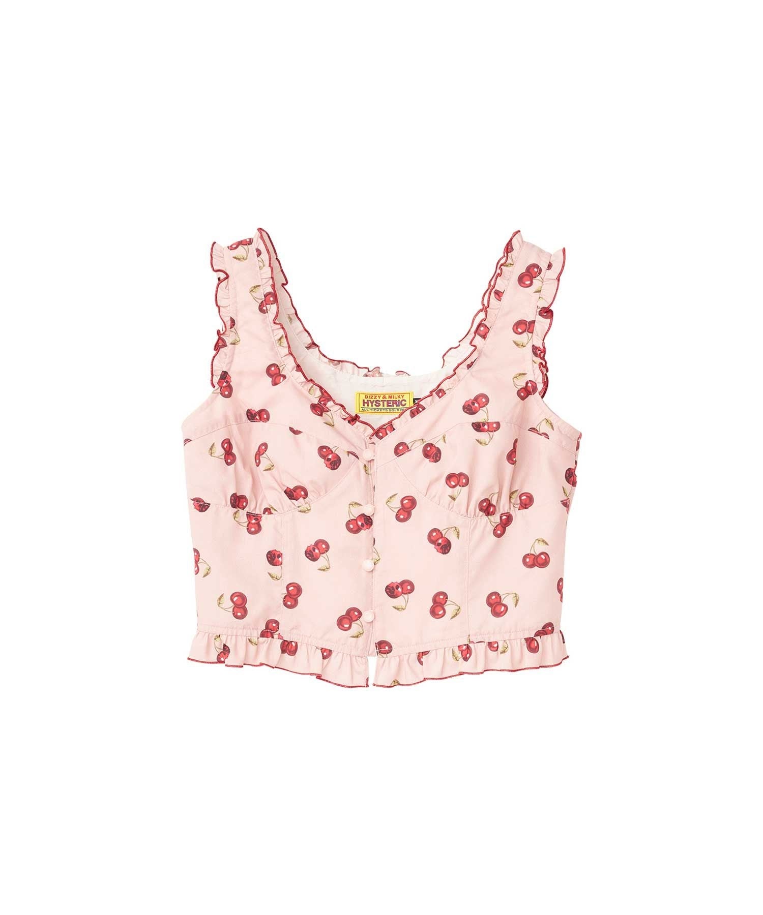 Skull Cherry Frill Bustier - Pink Other