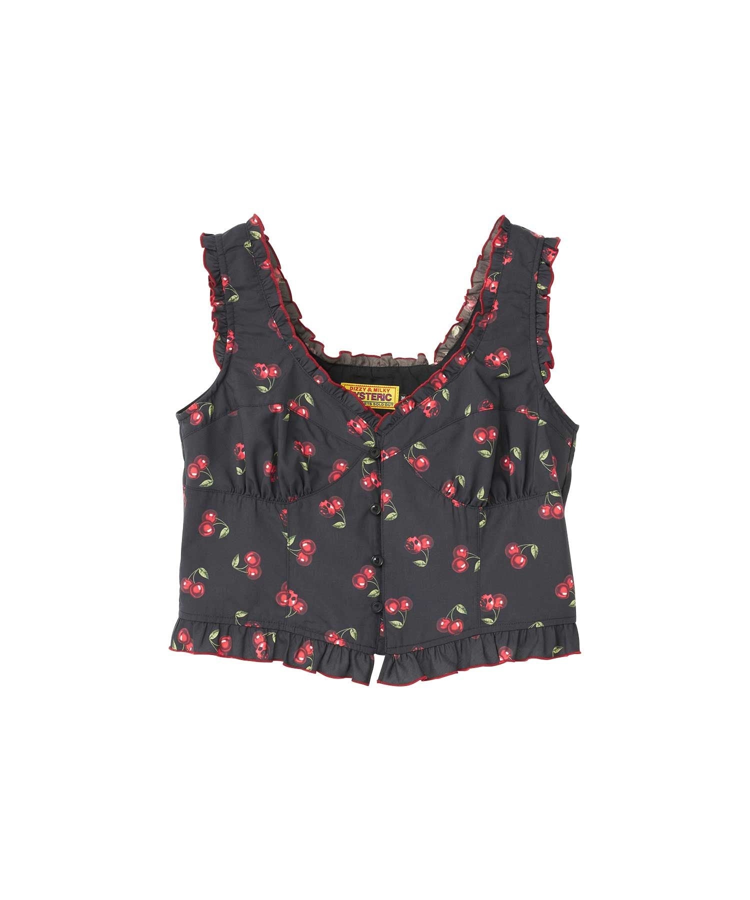 Skull Cherry Frill Bustier - Black Other