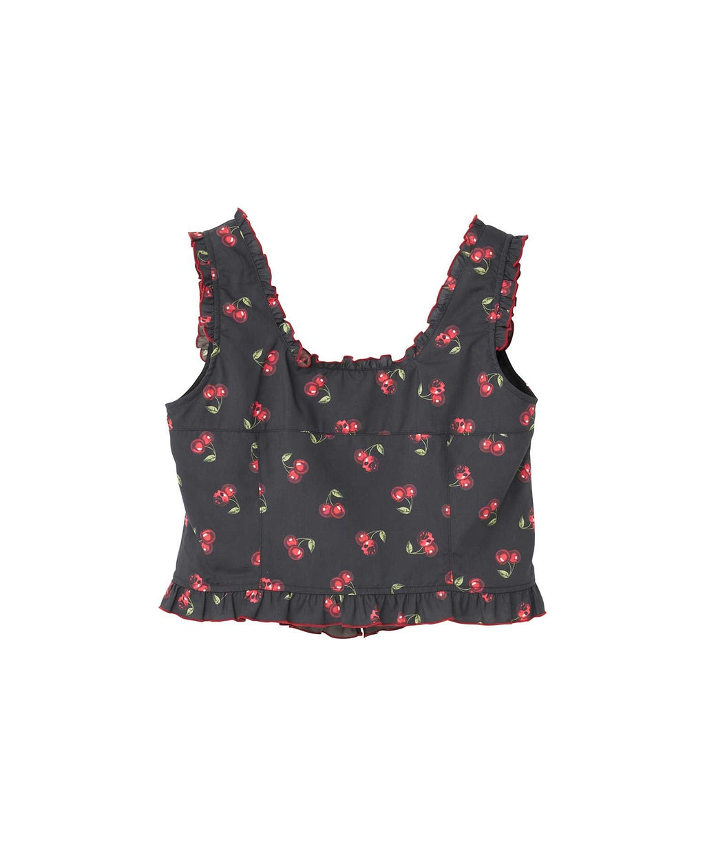 Skull Cherry Frill Bustier