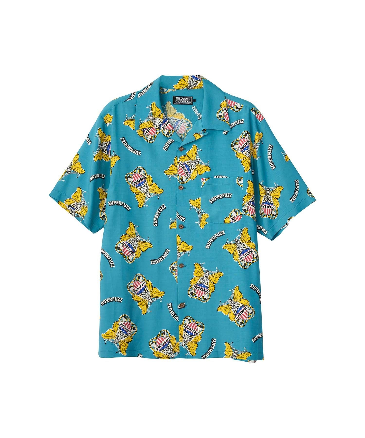 Levitated Girl Open Collar Shirt - Other blue shades