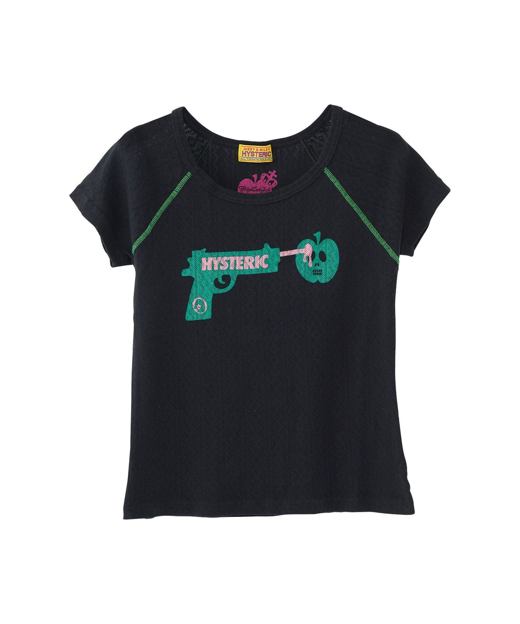 PCA/GUN SHOOTING APPLE "LOVE IS PAIN" Chibi T-Shirt - Black
