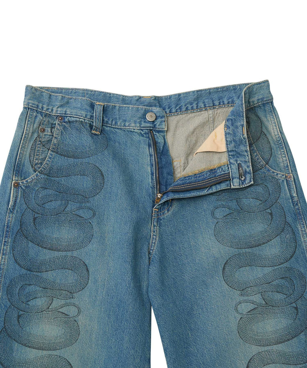 Snake Loop Denim Half Pants