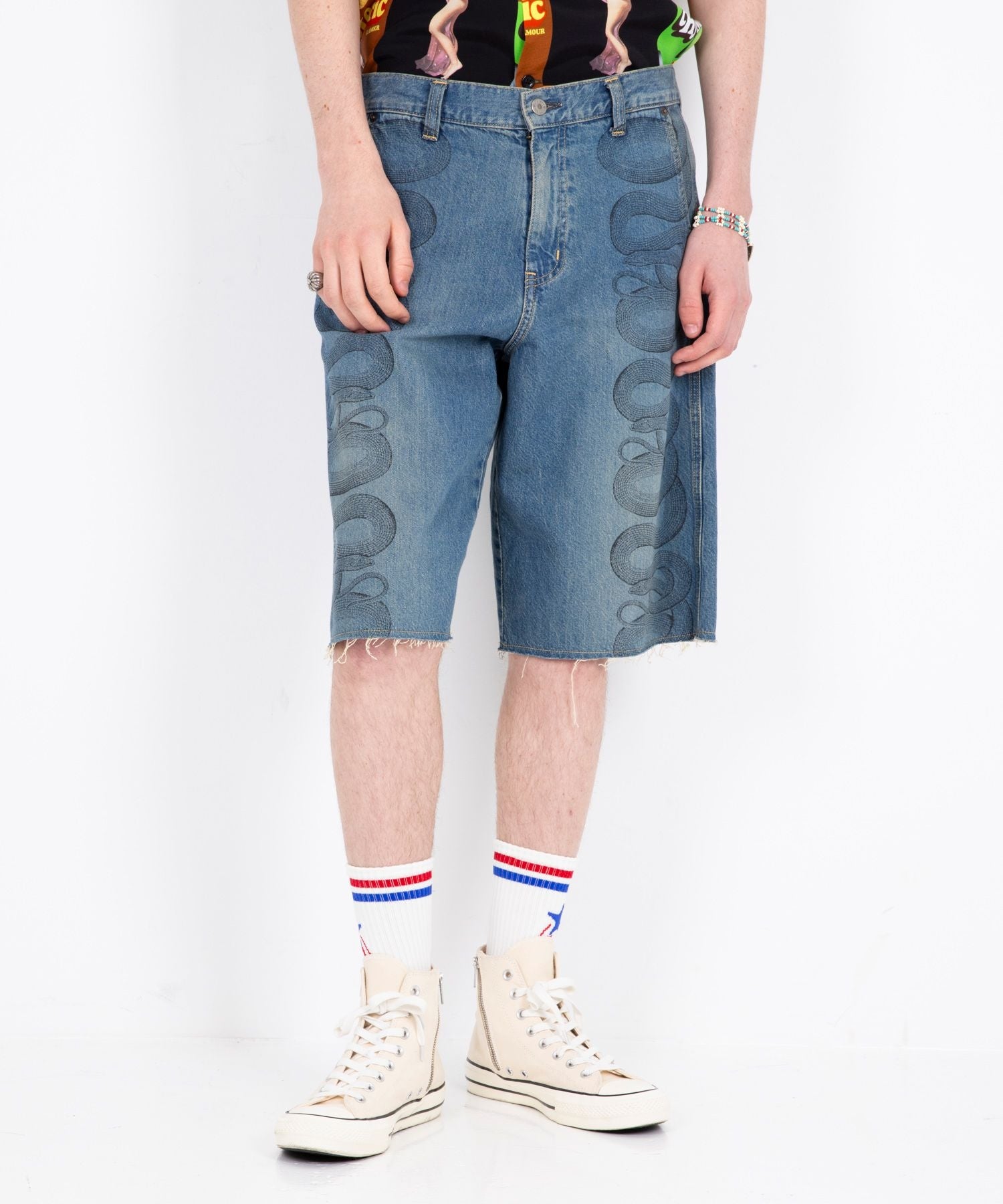 Snake Loop Denim Half Pants