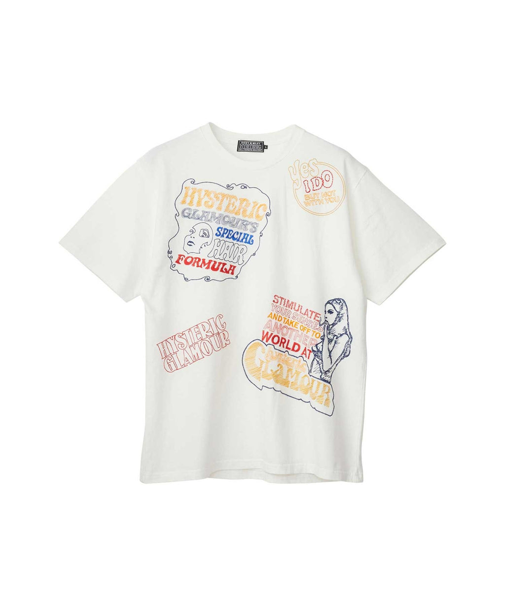 HYSTERIC SCRATCH Embroidery T-Shirt - White