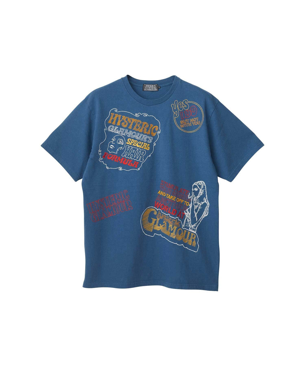 HYSTERIC SCRATCH Embroidery T-Shirt - Blue