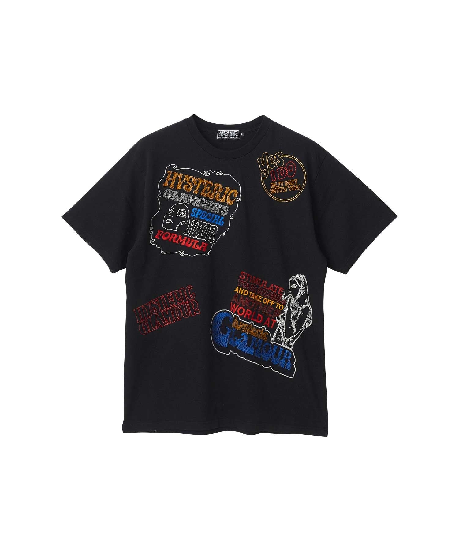 HYSTERIC SCRATCH Embroidery T-Shirt - Black