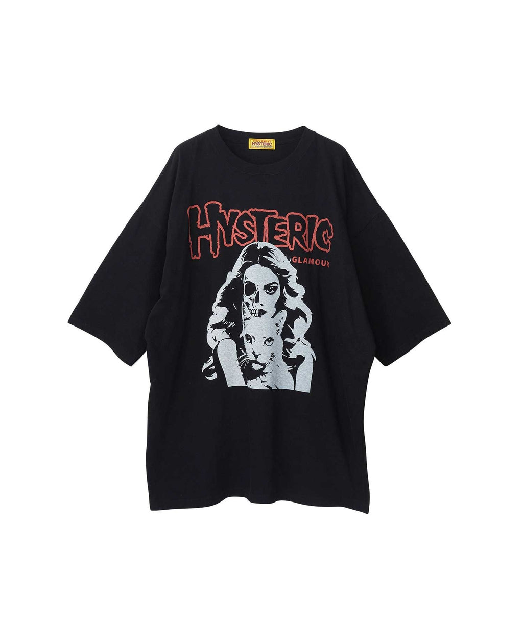 HYSTERIC WOMAN HALF SKULL CAT Oversized Dress - Black
