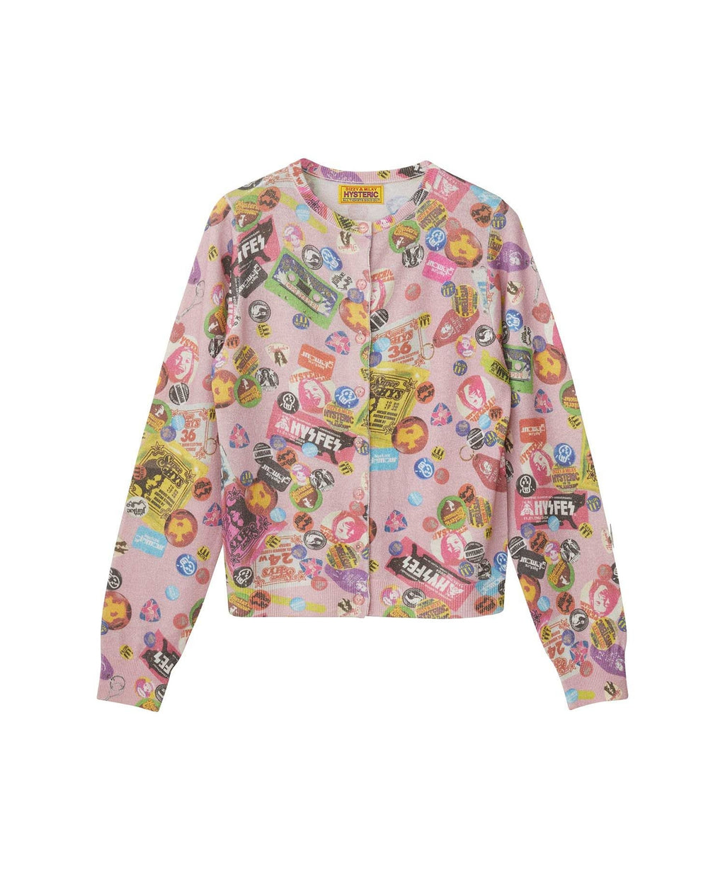 Guitar Days Pattern Cardigan - Other pink