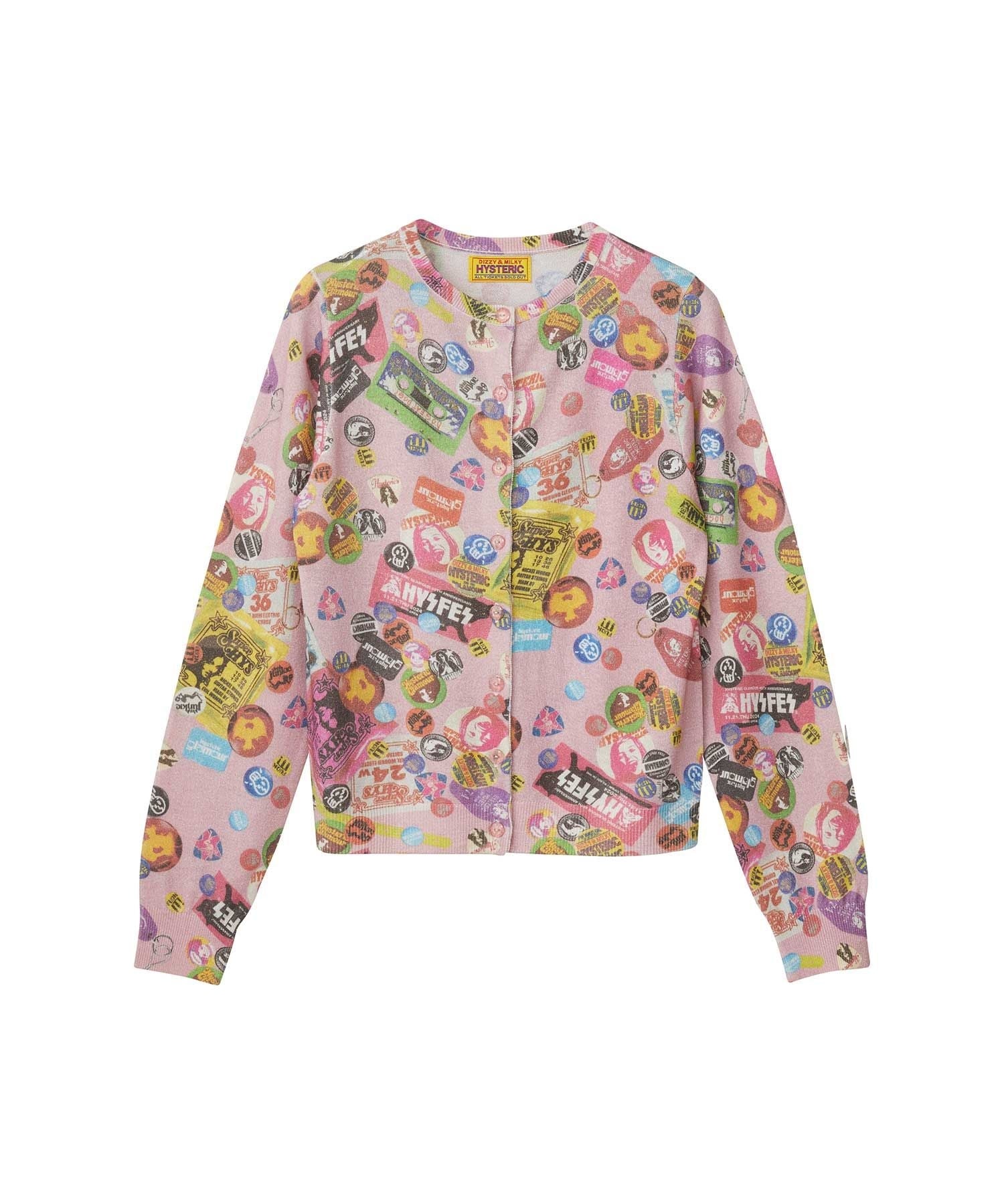 Guitar Days Pattern Cardigan - Other pink
