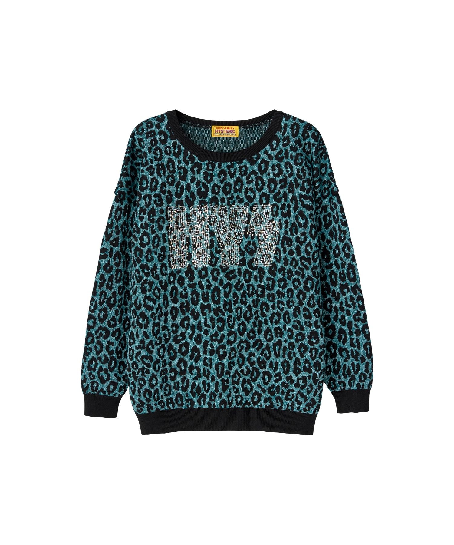 HG LEOPARD Pattern Jacquard Pullover - Blue Other