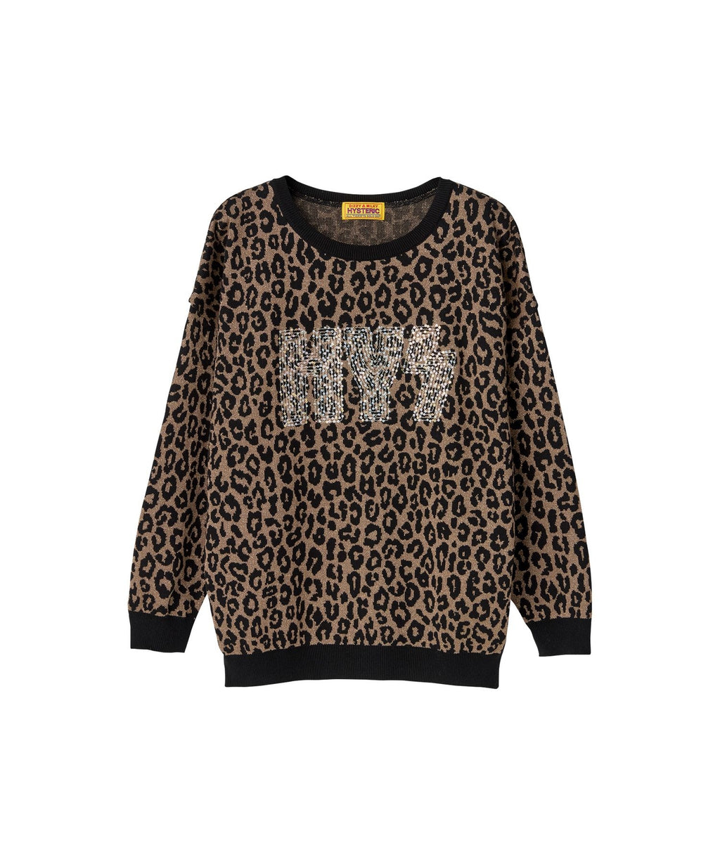 HG LEOPARD Pattern Jacquard Pullover - Brown Other
