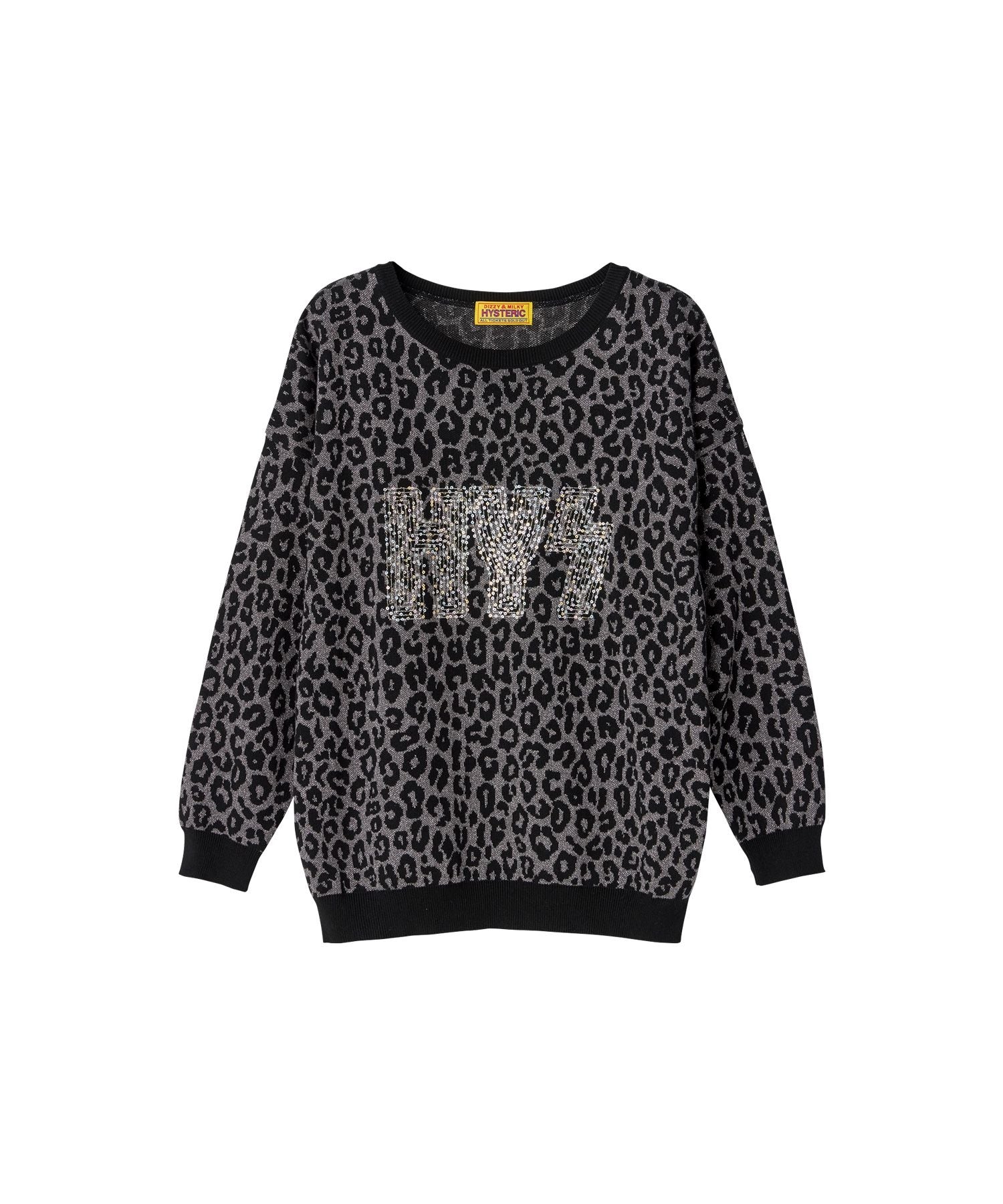 HG LEOPARD Pattern Jacquard Pullover - Black Other