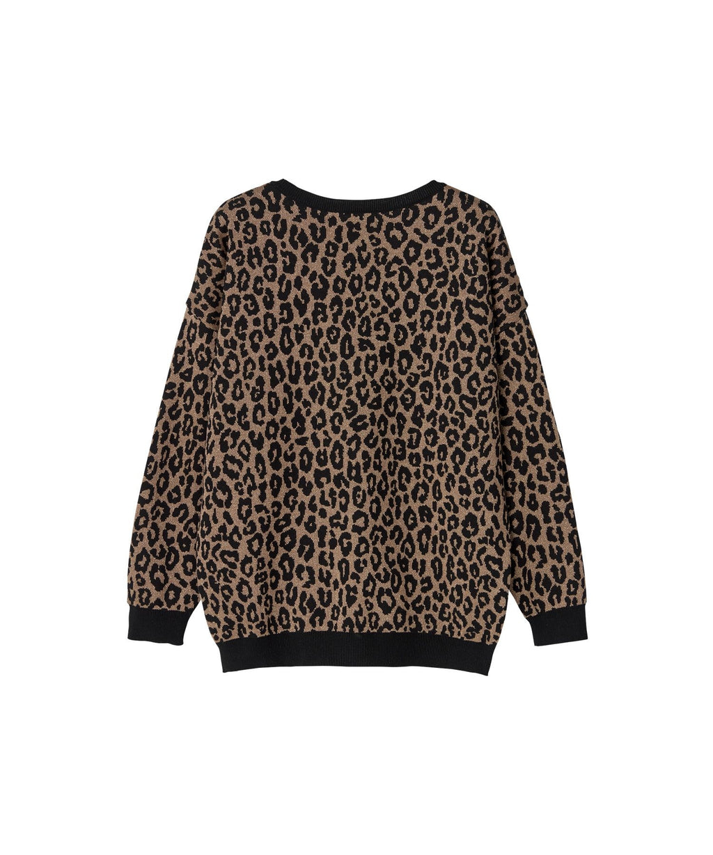 HG LEOPARD Pattern Jacquard Pullover