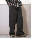 Fade processing cotton tuck wide pants - Black