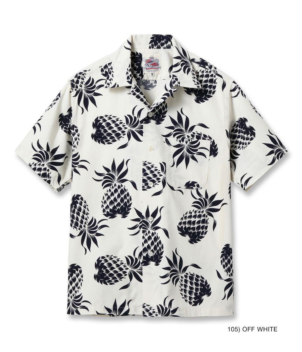 DUKE KAHANAMOKU COTTON HAWAIIAN SHIRT “DUKE'S PINEAPPLE” - OFF WHITE
