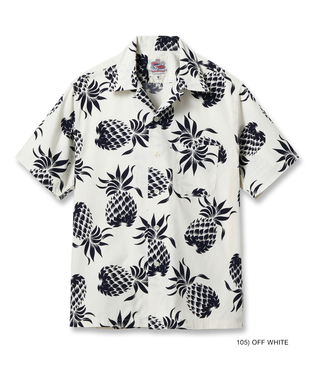 DUKE KAHANAMOKU COTTON HAWAIIAN SHIRT “DUKE'S PINEAPPLE” - OFF WHITE
