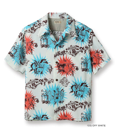 KEONI OF HAWAII “GAUGUIN WOODCUT III(3)” by JOHN MEIGS - OFF WHITE