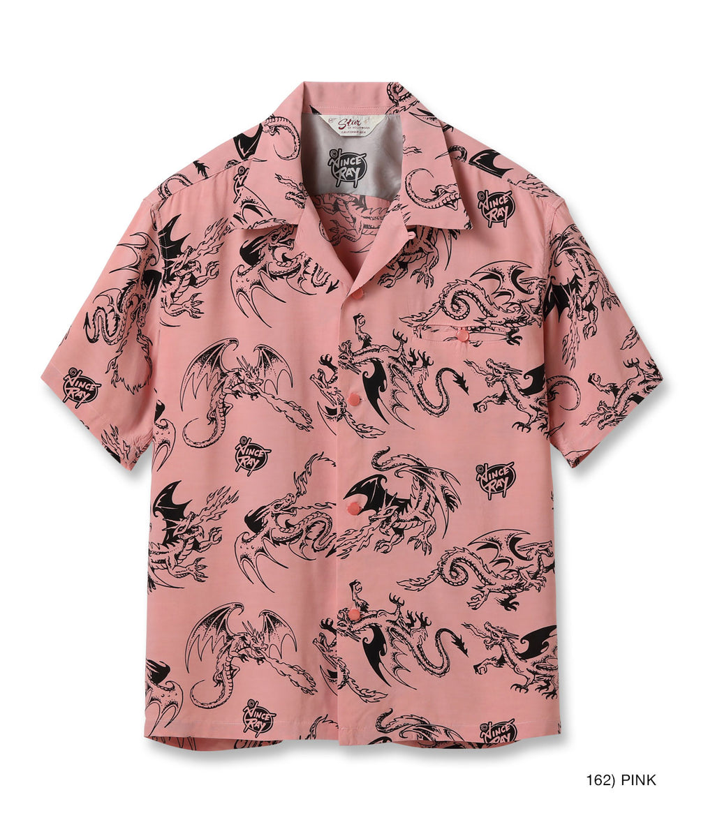 HIGH DENSITY RAYON OPEN SHIRT “RETURN OF THE DRAGON” by VINCE RAY - PINK