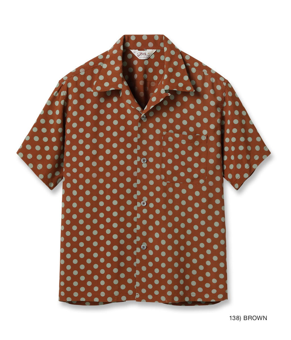 HIGH DENSITY RAYON OPEN SHIRT “POLKA DOT” - BROWN