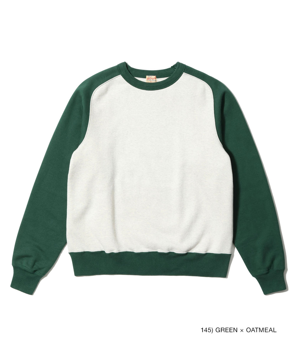WHITESVILLE FREEDOM SLEEVE SWEAT SHIRT - GREEN × OATMEAL
