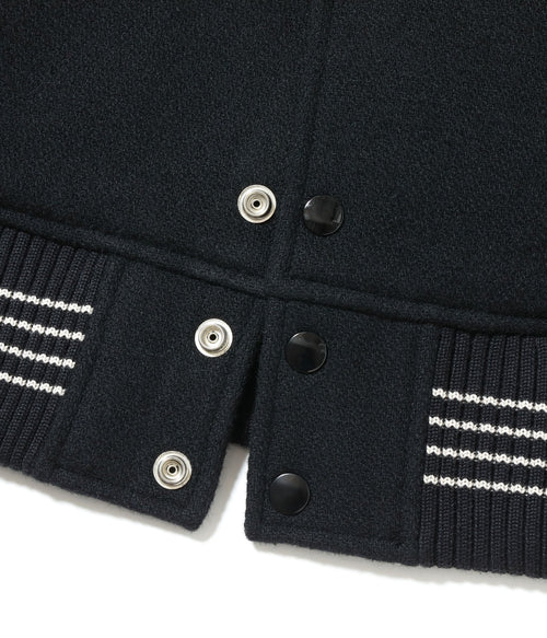 30oz. WOOL MELTON AWARD JACKET “MAVERICKS” (BLACK)