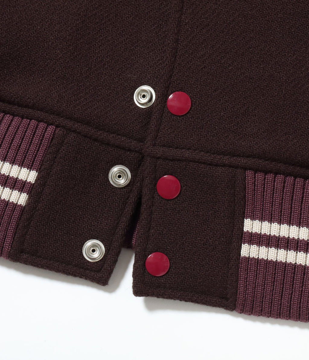 30oz. WOOL MELTON AWARD JACKET “MAVERICKS” (BROWN)